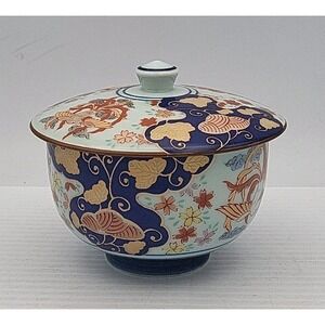 Arita Ware Floral Porcelain Tea Cup & Lid | Trinket Jars Made In Japan